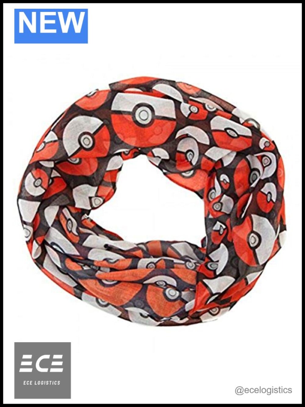 Pokémon Pokeball Infinity Viscose Scarf Novelty Anime Accessory